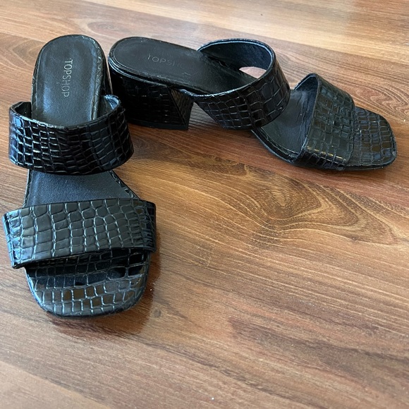 Top shop faux leather croc patent heeled sandals - Picture 2 of 5